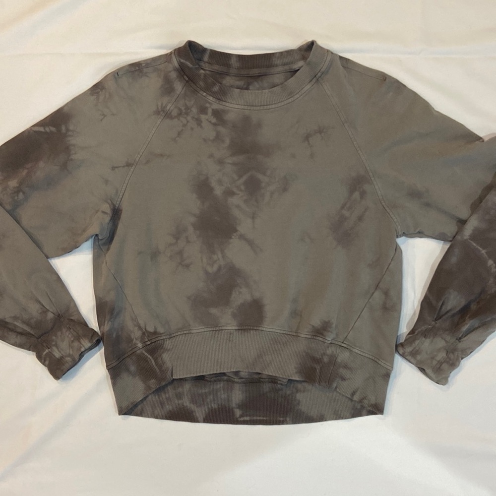 lululemon athletica Gray Tie-Dye Crew Neck Sweater